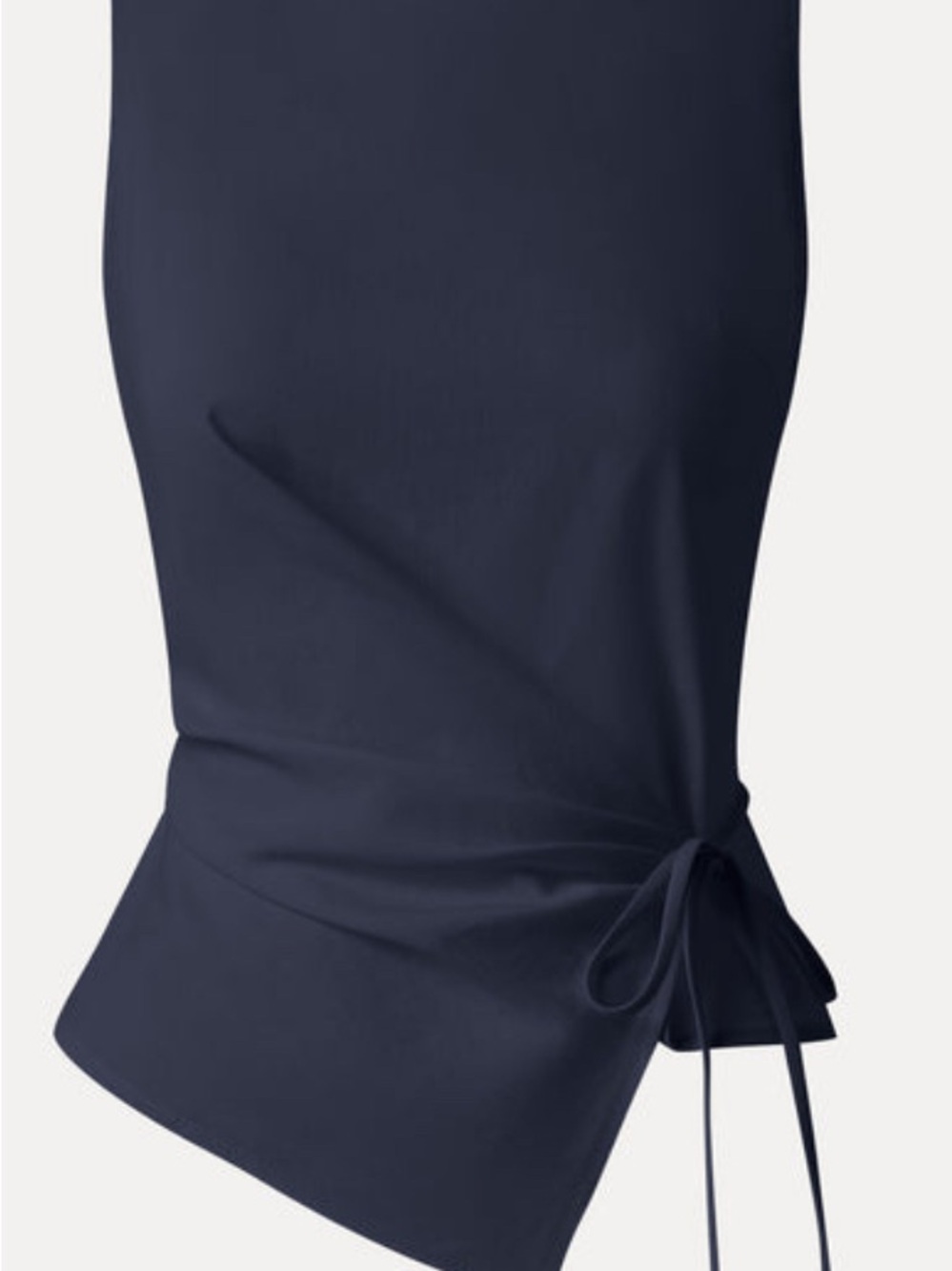 OGL Lyocell-Linen Blend Boatneck Waist-Defined Top in Universe Navy